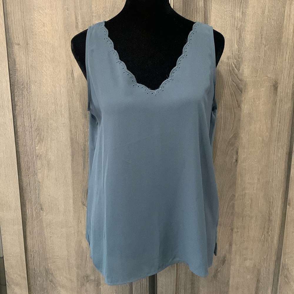 Ann Taylor Loft Outlet Navy Antique Blue Sleeveless Tunic Blouse Women's Small P - Picture 1 of 8